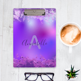Fancy Stylish Violet Purple Modern Glam Glittery Clipboard
