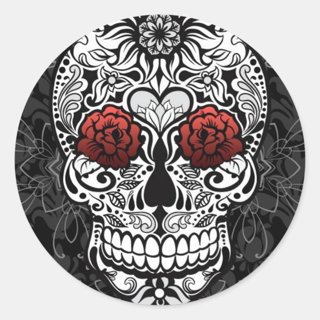 Fancy Sugar Skull Day of the Dead Sticker (Front)