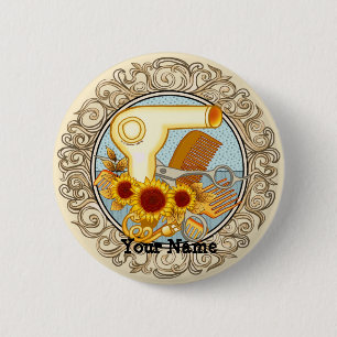 Fancy Sunflowers Beautician   6 Cm Round Badge
