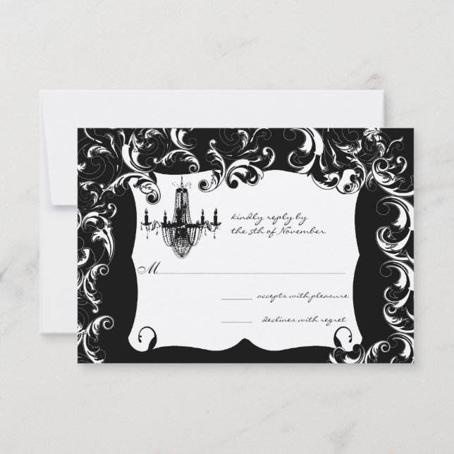 Fancy Swirl Chandelier  Wedding Invitation (Back)