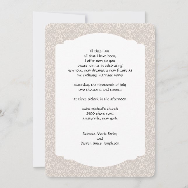 Fancy Swirl Second Marriage Wedding Invitations (Front)