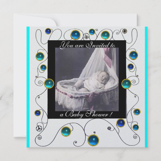 FANCY SWIRLS BABY SHOWER MONOGRAM,photo template (Front)