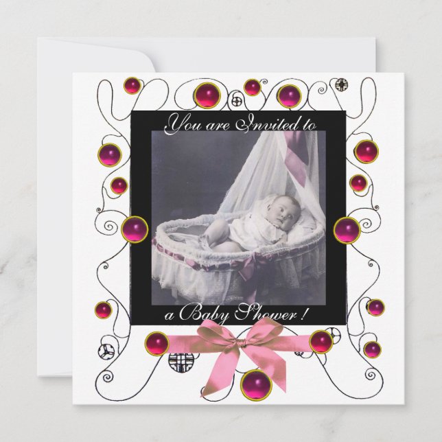 FANCY SWIRLS BABY SHOWER MONOGRAM,photo template (Front)