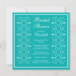 Fancy Swirls Frame Bridal Shower Invitation Blue