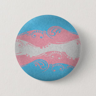 Fancy Swooped and Swirled Transgender Pride Flag 6 Cm Round Badge