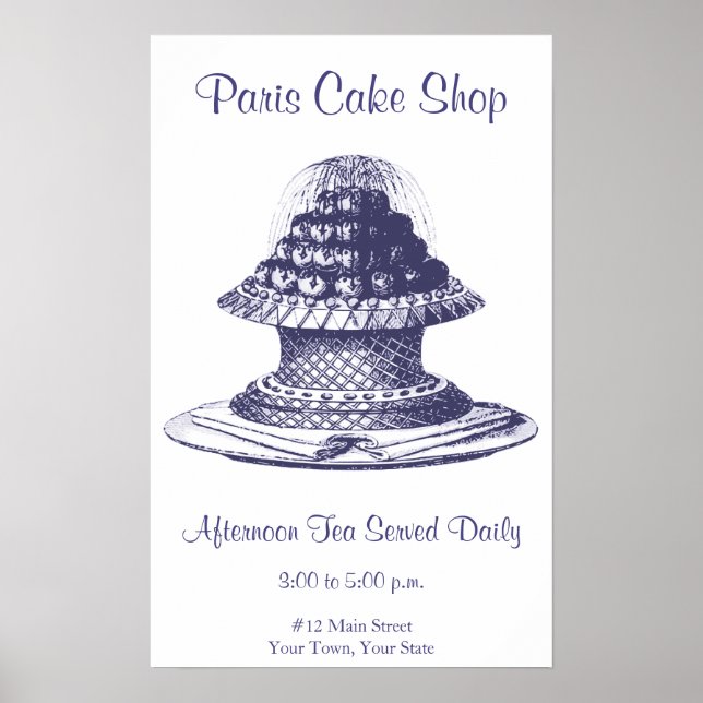 Fancy Tea Room Sign, Kitchen Decor Poster (Front)