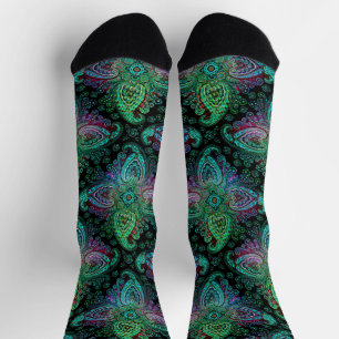 Fancy Teal Paisley Socks