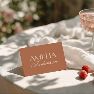 Fancy Terracotta Old Money Wedding Place Cards