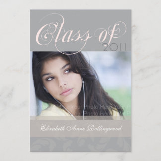 Fancy Text Graduation: Silver Invitation