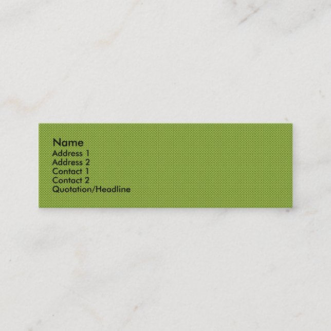 Fancy tiny yellow circles on dark green background mini business card (Front)