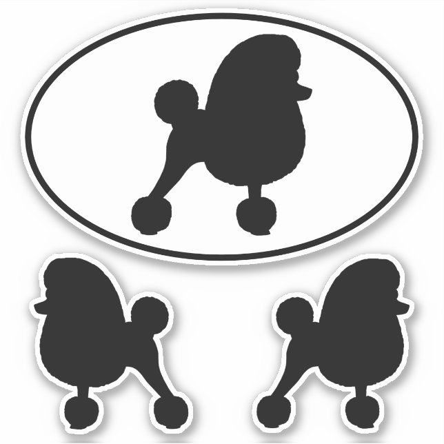 Fancy Toy Poodle Dog Silhouettes Vinyl Sticker Set (Front)