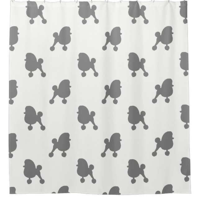 Fancy Toy Poodle Silhouettes Pattern Shower Curtain (Front)