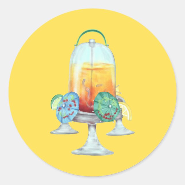 Fancy Tropical Drink for Chickens Classic Round Sticker (Front)