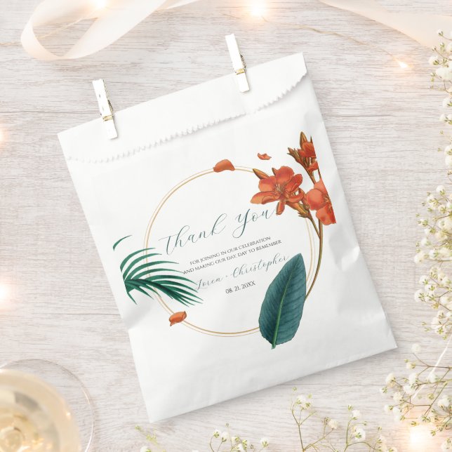 Fancy Tropical Flowers Wedding  Favour Bag (Clipped)