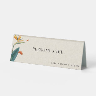 Fancy Tropical Flowers Wedding Place Card