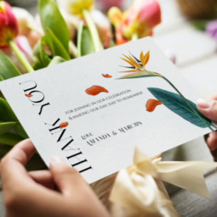 Fancy Tropical Flowers Wedding - Thank You Card