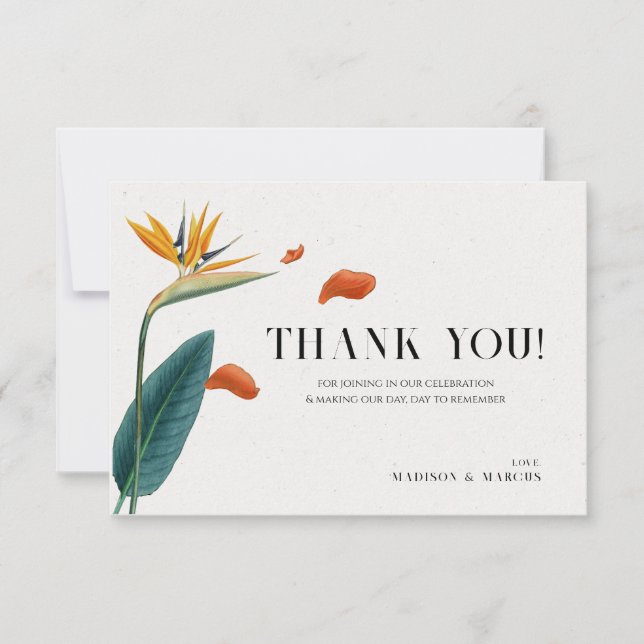 Fancy Tropical Flowers Wedding-Thank You Card 2 (Front)