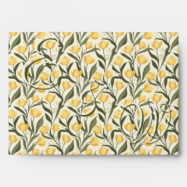 Fancy Tulip Themed Seaside Wedding Envelope (Front)