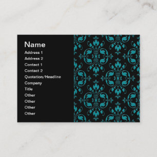 Fancy Turquoise over Black Damask Business Card