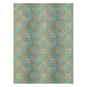 Fancy Turquoise over Brown Damask Tablecloth