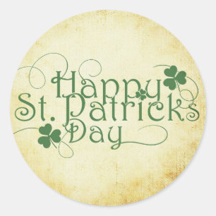 Fancy Typography Happy St. Patrick's Day Classic Round Sticker