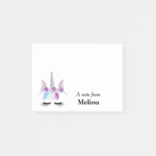 Fancy Unicorn Face Personalised Post-it Notes