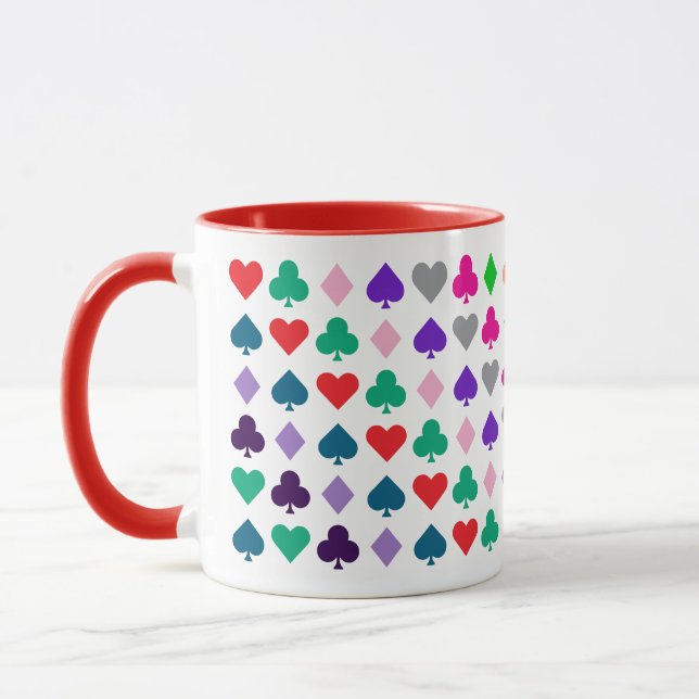 Fancy, Unique Colourful Playing Cards Suits Symbol Mug (Left)