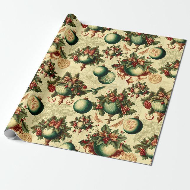 Fancy Victorian Ornaments Wrapping Paper (Unrolled)