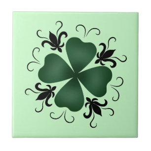 Fancy Victorian shamrock Ceramic Tile