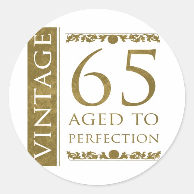 Fancy Vintage 65th Birthday Classic Round Sticker (Front)