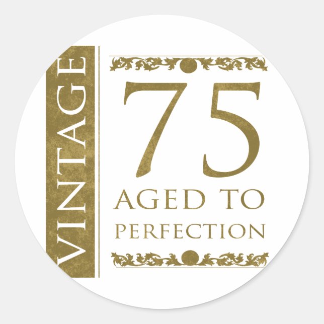 Fancy Vintage 75th Birthday Classic Round Sticker (Front)