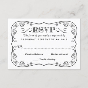 Fancy Vintage Chalkboard RSVP Wedding Reply Card