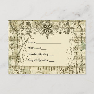 Fancy Vintage Music rsvp with envelopes Card