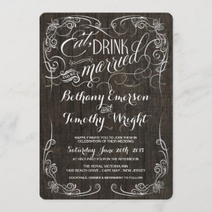 Fancy Vintage Rustic Wood Wedding Invitations