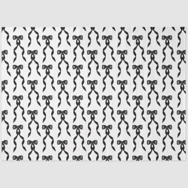 Fancy Watercolor Black Bow Pattern Tissue Paper (Front)
