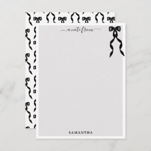 Fancy Watercolor Black Bow Personalised Card