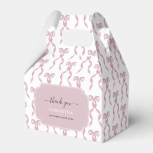 Fancy Watercolor Pink Bow Birthday Favour Box