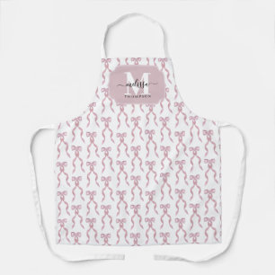 Fancy Watercolor Pink Bow Pattern Apron