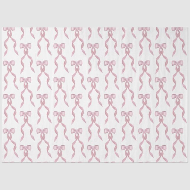 Fancy Watercolor Pink Bow Pattern Tissue Paper (Front)