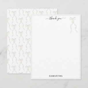 Fancy Watercolor White Bow Personalised Thank You Card