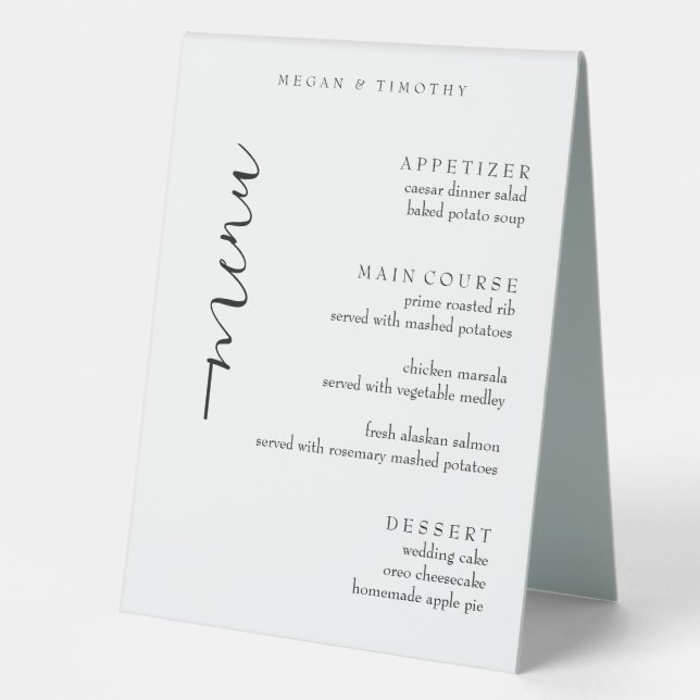 Fancy Wedding Menu (Front)