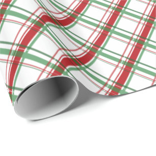 Fancy White Christmas Plaid Wrapping Paper