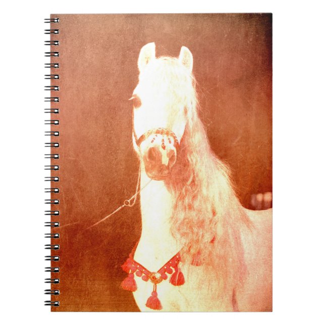 Fancy White Circus Pony Vintage Gypsy Style Notebook (Front)