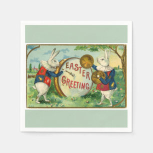 Fancy White Easter Bunnies Light Green Napkin