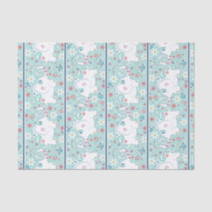 Fancy White Elephants on Parade Tissue Paper