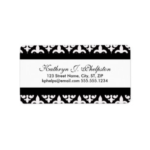 Fancy White Fleur-de-lis Personalised Address Label