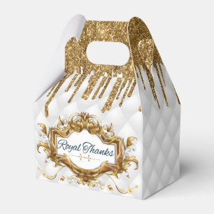 Fancy White Gold Drip Glitter Royal African Prince Favour Box