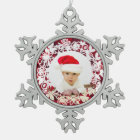 Fancy White Lacework on Red with Photo