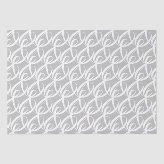 Fancy White Togetherness Symbol on Silver Wedding Tissue Paper (Front)