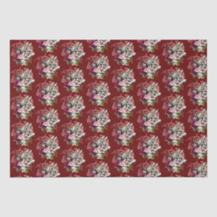 Fancy Wonderland White Rabbit On Red  Tissue Paper